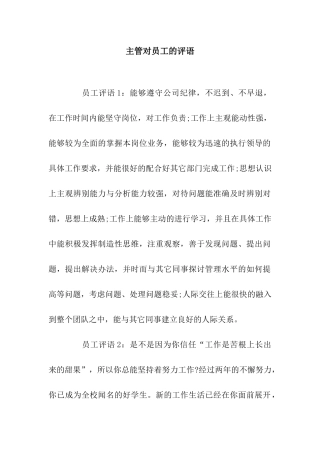 主管对员工的评语
