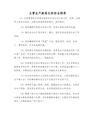 主管生产副局长的安全职责