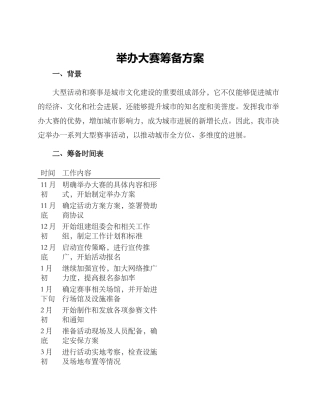 举办大赛筹备方案