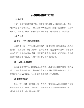 乐器类目推广方案