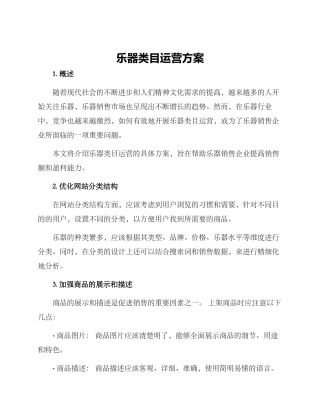 乐器类目运营方案
