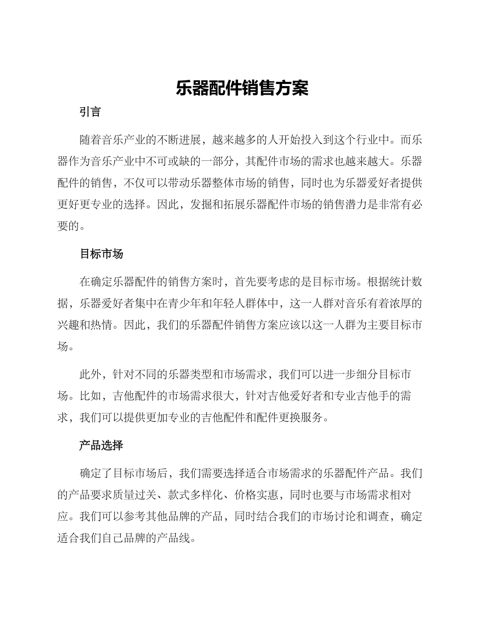 乐器配件销售方案_第1页