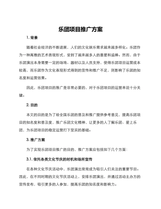 乐团项目推广方案