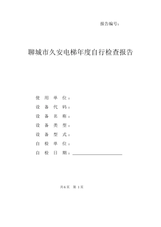 聊城市久安电梯年度自行检查报告模板