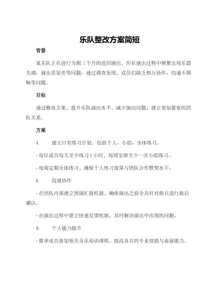 乐队整改方案简短