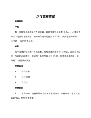 乒乓竞赛方案