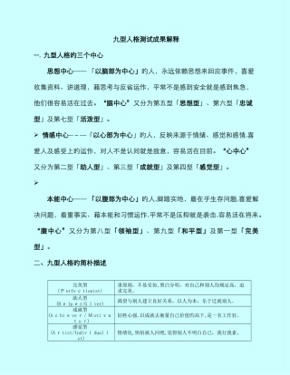 九型人格测试结果分析与解释