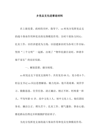 乡党总支先进事迹材料