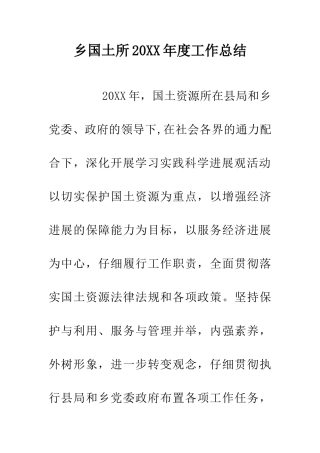 乡国土所20XX年度工作总结