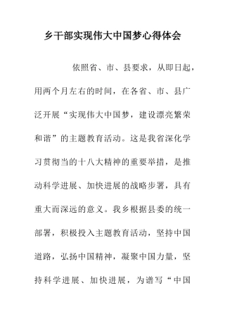 乡干部实现伟大中国梦心得体会
