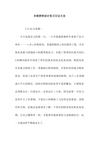 乡政府的会计实习日记大全