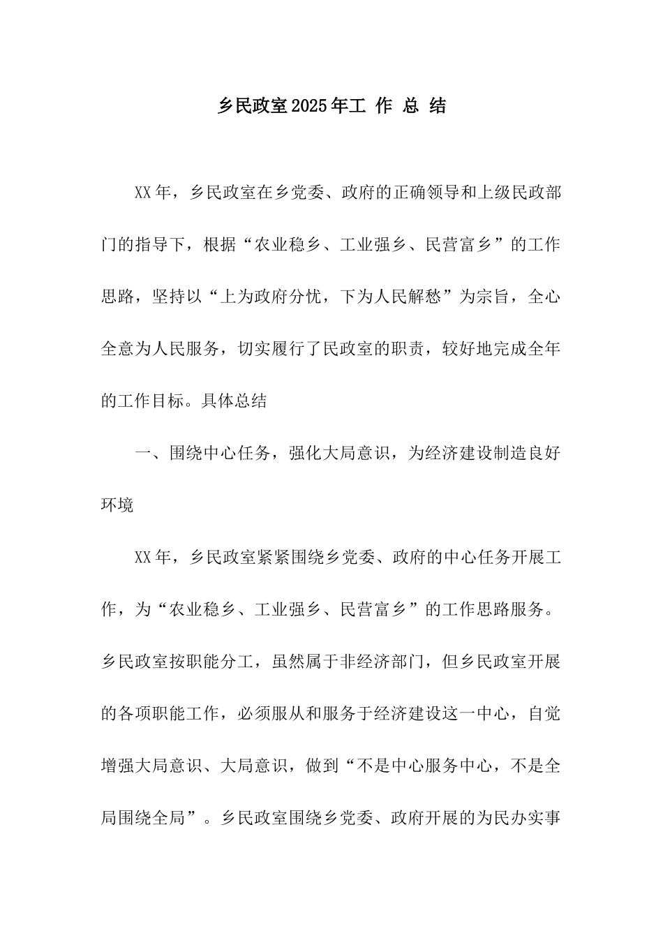 乡民政室2025年工-作-总-结_第1页