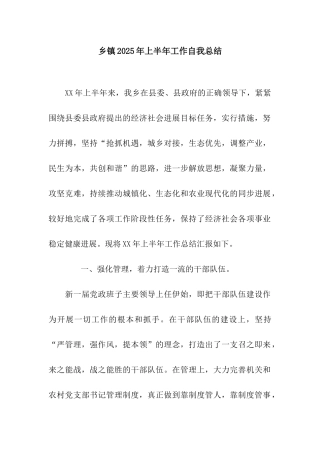 乡镇2025年上半年工作自我总结