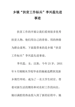 乡镇“扶贫工作标兵”李兴蕊先进事迹