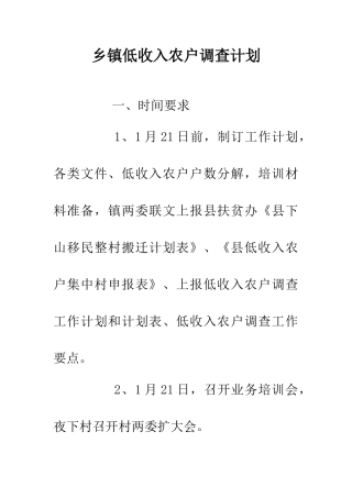 乡镇低收入农户调查计划