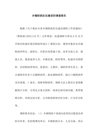乡镇财政队伍建设的调查报告