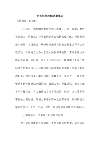 乡长年终述职述廉报告