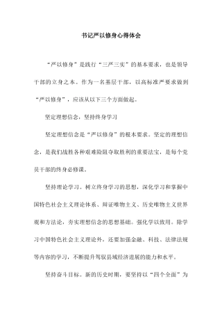 书记严以修身心得体会