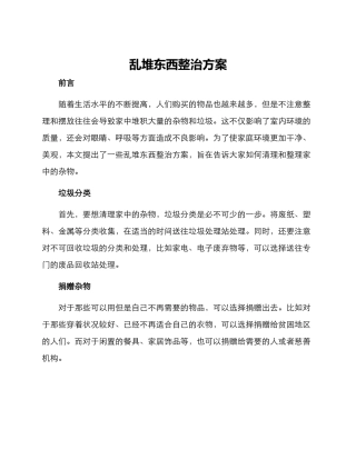 乱堆东西整治方案