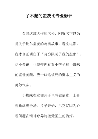 了不起的盖茨比专业影评