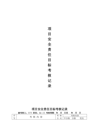 项目安全责任目标考核记录