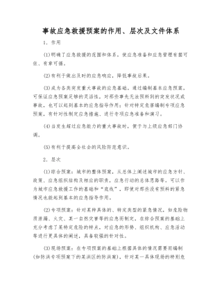 事故应急救援预案的作用、层次及文件体系