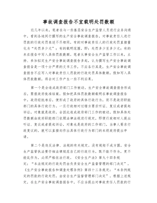 事故调查报告不宜载明处罚数额