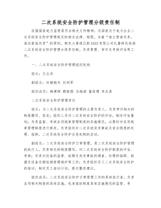 二次系统安全防护管理分级责任制