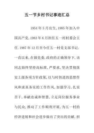 五一节乡村书记事迹汇总