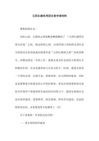 五四红旗优秀团支部申请材料