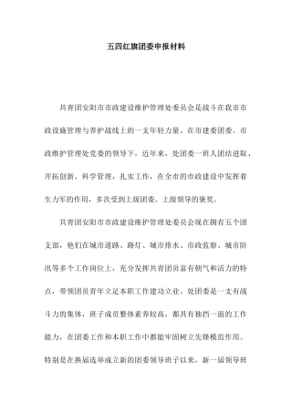 五四红旗团委申报材料