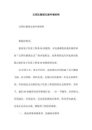 五四红旗团支部申请材料