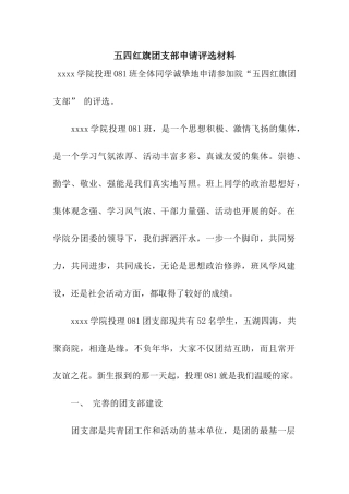 五四红旗团支部申请评选材料