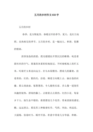 五月的乡村作文650字
