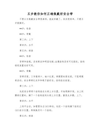 五步教你如何正确佩戴好安全带