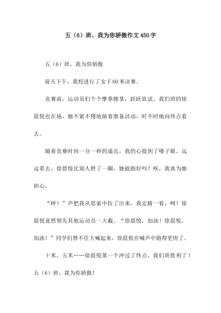 五班-我为你骄傲作文450字