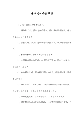 井口岗位操作规程