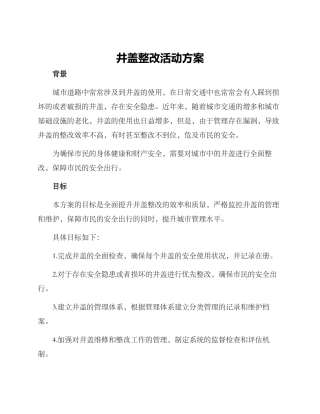 井盖整改活动方案