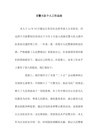 交警大队个人工作总结