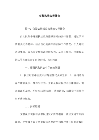 交警执法心得体会
