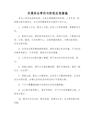 交通安全常识与防范应急措施