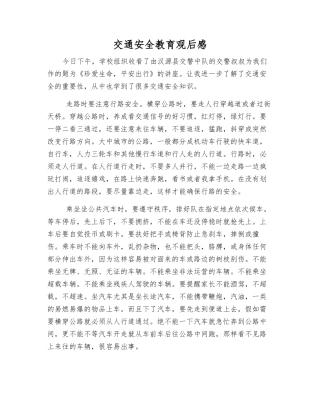 交通安全教育观后感