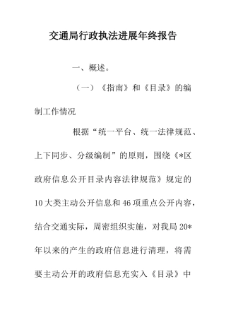 交通局行政执法发展年终报告
