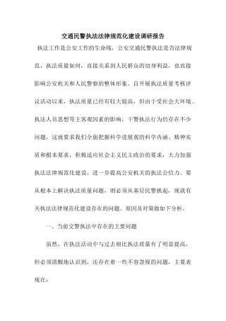 交通民警执法规范化建设调研报告