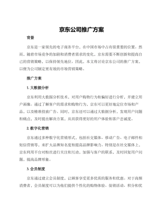 京东公司推广方案