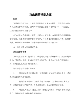 京东运营招商方案