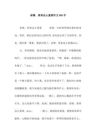 亲情-原来这么重要作文900字