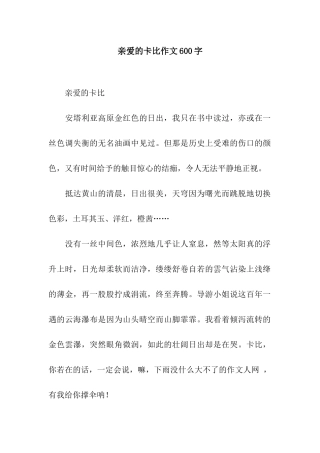 亲爱的卡比作文600字