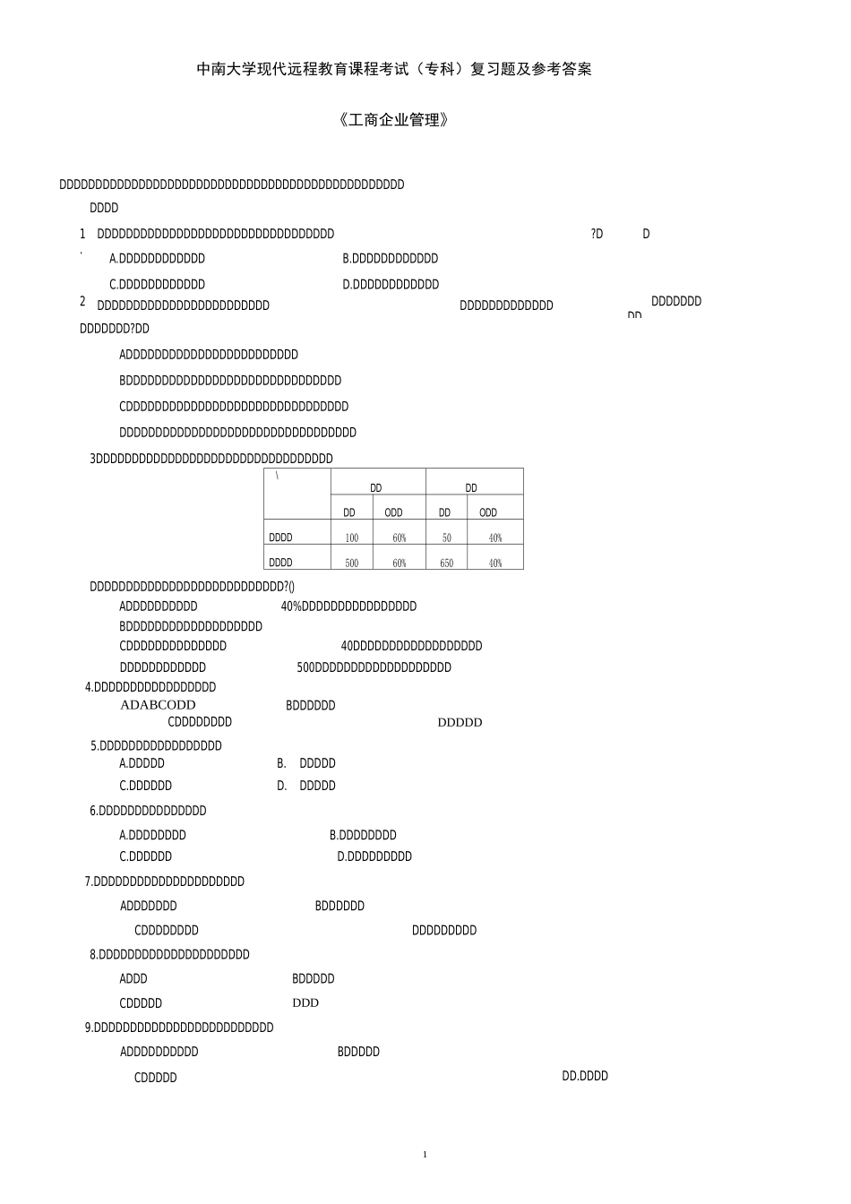 工商企业管理复习题及答案_第1页