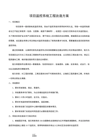 小区监控系统工程改造方案总结